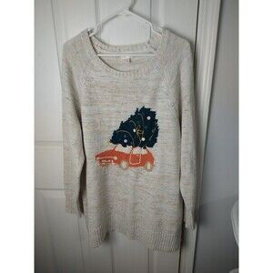 Lauren Conrad Woman XL Tunic Sweater Car Christmas Tree Heathered Casual